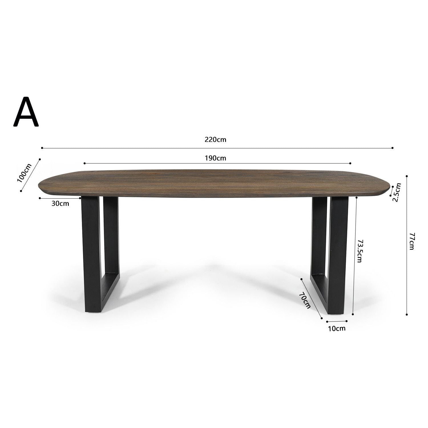 Eettafel Tommy 220CM - Tabaco - OUTLET