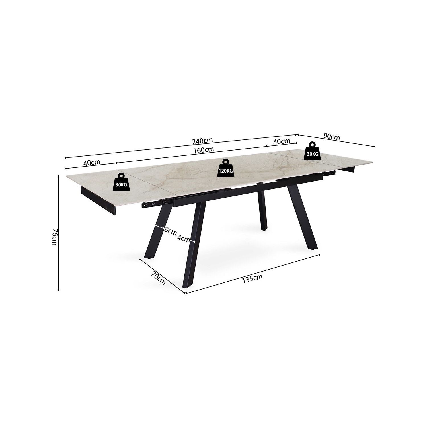 Uitschuifbare Eettafel Hera - Shakespeare