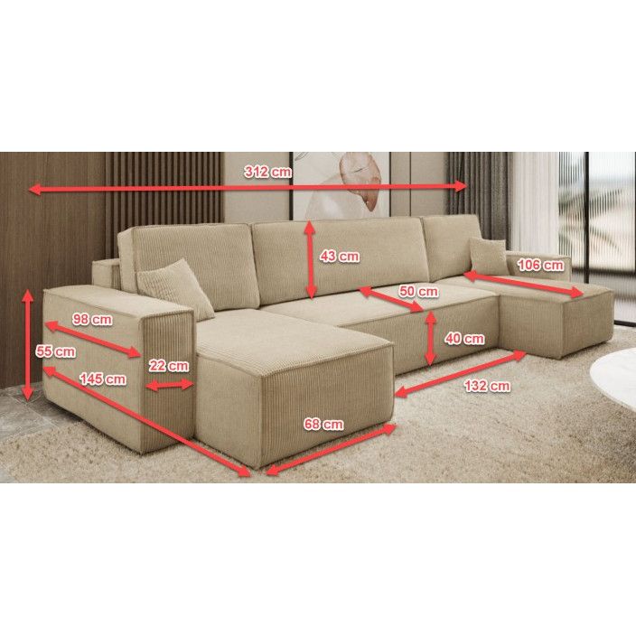 Hoeksalon Anna-U-bed