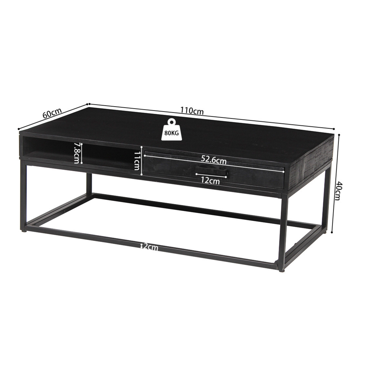 Salontafel Madeira-Lade - Zwart