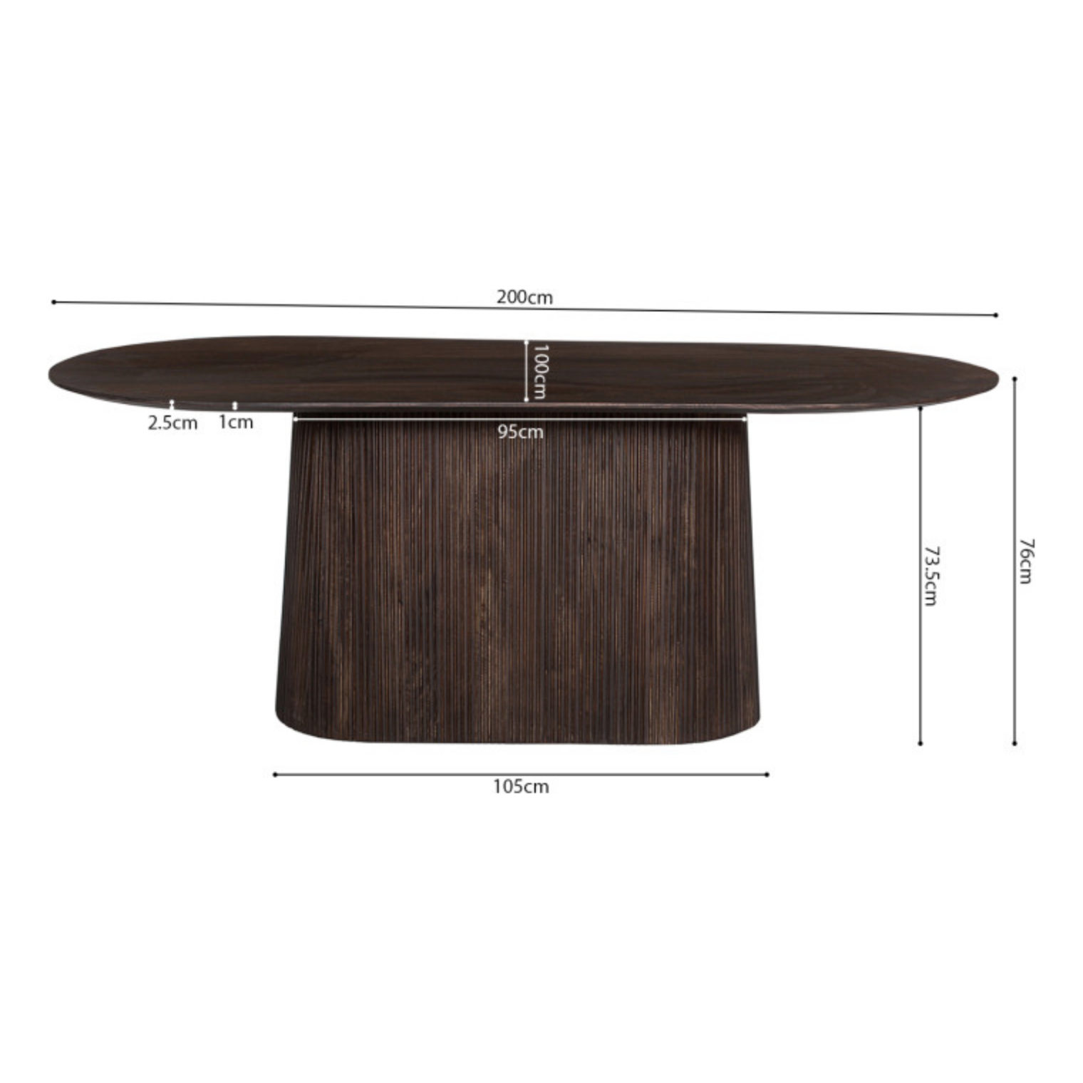 Eettafel Miguel - Donkerbruin