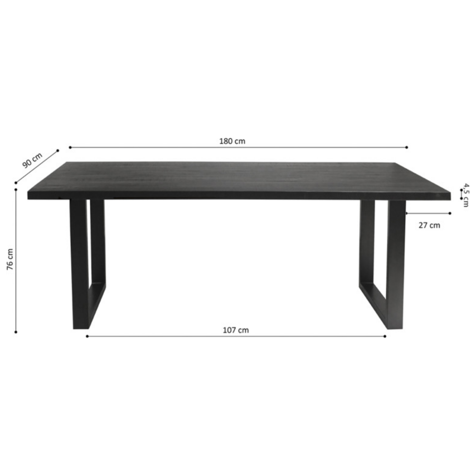 Eettafel Nicola 180CM - Zwart - OUTLET