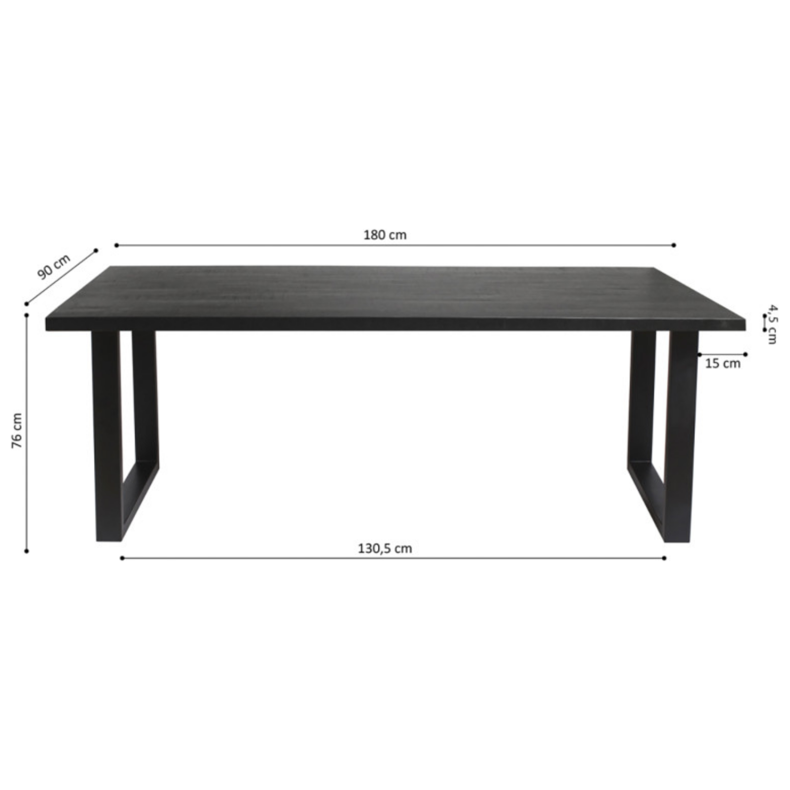 Eettafel Nicola 180CM - Zwart - OUTLET